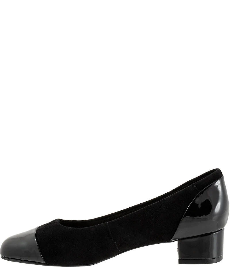 Trotters Daisy Suede and Patent Cap Toe Pumps