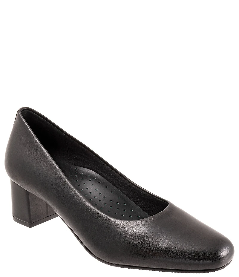 Trotters Daria Leather Block Heel Pumps