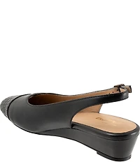 Trotters Dea Leather Slingback Wedge Croco Cap Toe Pumps