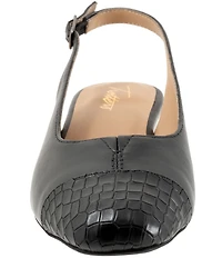 Trotters Dea Leather Slingback Wedge Croco Cap Toe Pumps