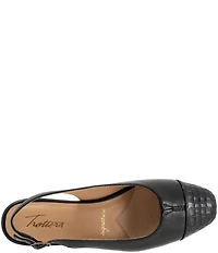 Trotters Dea Leather Slingback Wedge Croco Cap Toe Pumps