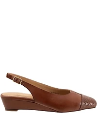 Trotters Dea Leather Slingback Wedge Croco Cap Toe Pumps