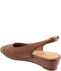 Trotters Dea Leather Slingback Wedge Croco Cap Toe Pumps