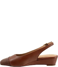 Trotters Dea Leather Slingback Wedge Croco Cap Toe Pumps