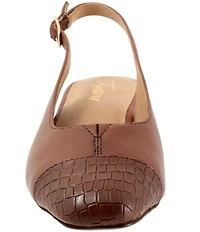 Trotters Dea Leather Slingback Wedge Croco Cap Toe Pumps