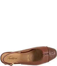 Trotters Dea Leather Slingback Wedge Croco Cap Toe Pumps