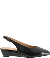 Trotters Dea Leather Slingback Wedge Patent Cap Toe Pumps