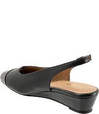 Trotters Dea Leather Slingback Wedge Patent Cap Toe Pumps