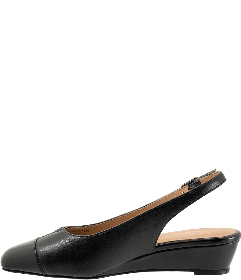 Trotters Dea Leather Slingback Wedge Patent Cap Toe Pumps