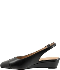 Trotters Dea Leather Slingback Wedge Patent Cap Toe Pumps