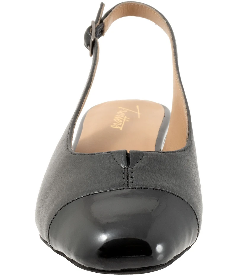 Trotters Dea Leather Slingback Wedge Patent Cap Toe Pumps