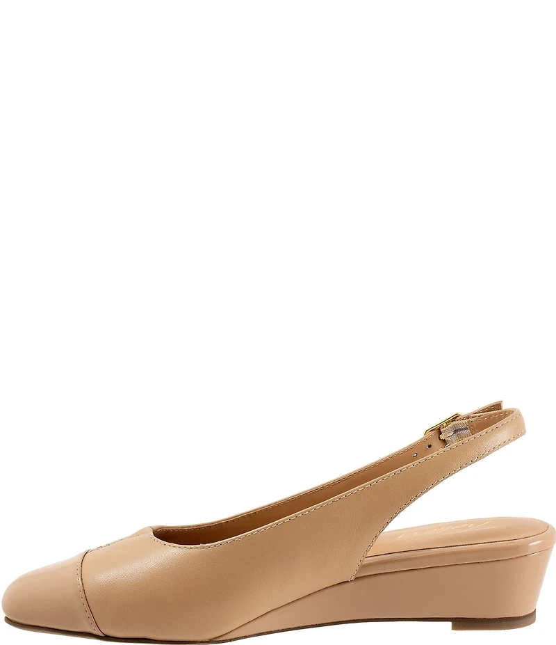 Trotters Dea Leather Slingback Wedge Patent Cap Toe Pumps