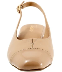 Trotters Dea Leather Slingback Wedge Patent Cap Toe Pumps