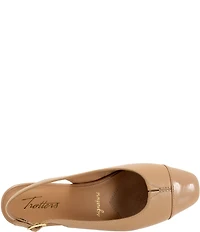 Trotters Dea Leather Slingback Wedge Patent Cap Toe Pumps