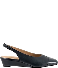 Trotters Dea Leather Slingback Wedge Patent Cap Toe Pumps