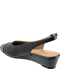 Trotters Dea Leather Slingback Wedge Patent Cap Toe Pumps