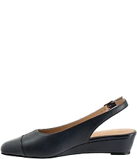 Trotters Dea Leather Slingback Wedge Patent Cap Toe Pumps