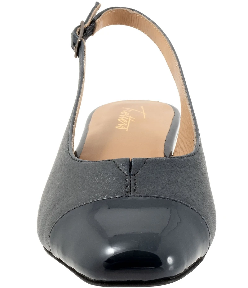 Trotters Dea Leather Slingback Wedge Patent Cap Toe Pumps