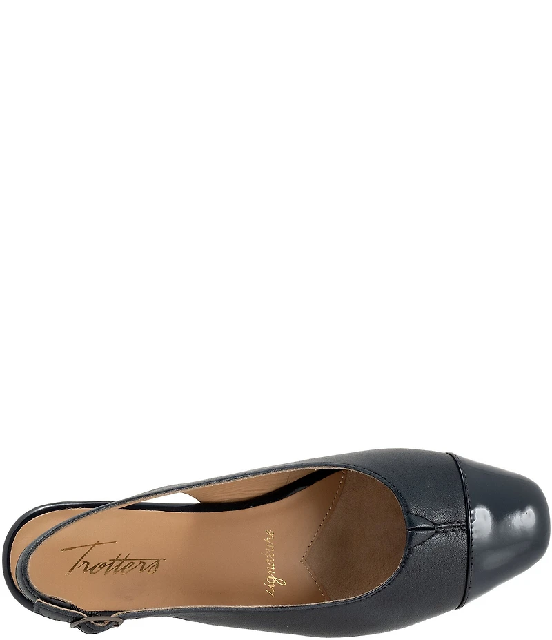 Trotters Dea Leather Slingback Wedge Patent Cap Toe Pumps