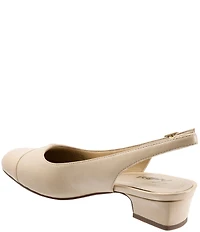 Trotters Dea Leather and Patent Cap Toe Slingback Block Heel Pumps