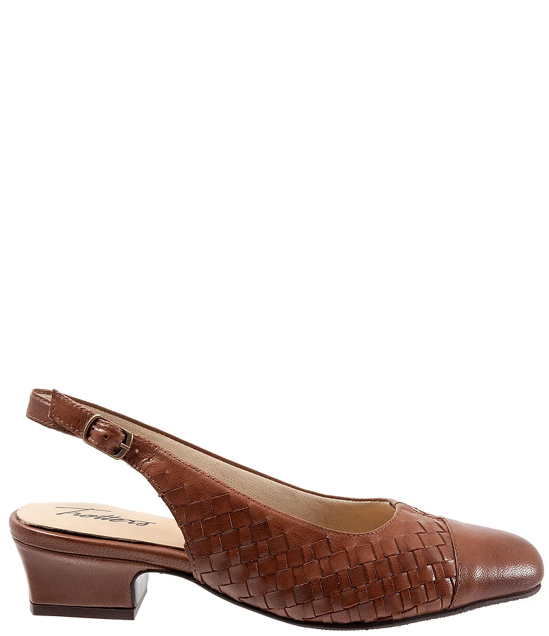 Trotters Dea Woven Leather Slingback Pumps