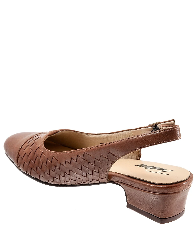 Trotters Dea Woven Leather Slingback Pumps