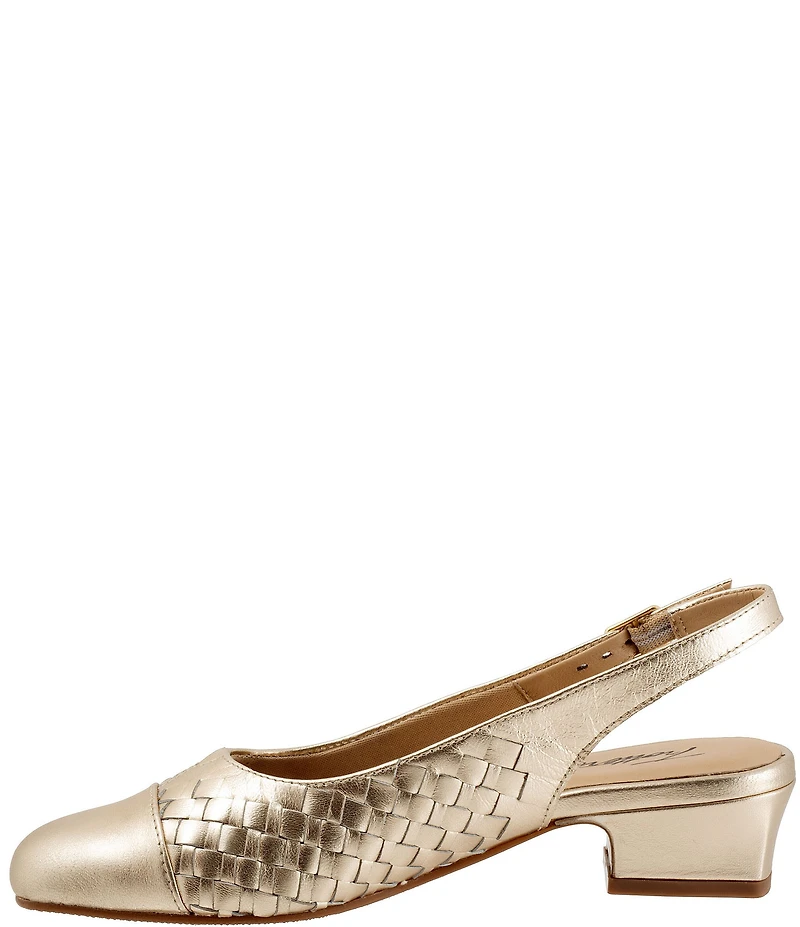 Trotters Dea Woven Leather Slingback Pumps