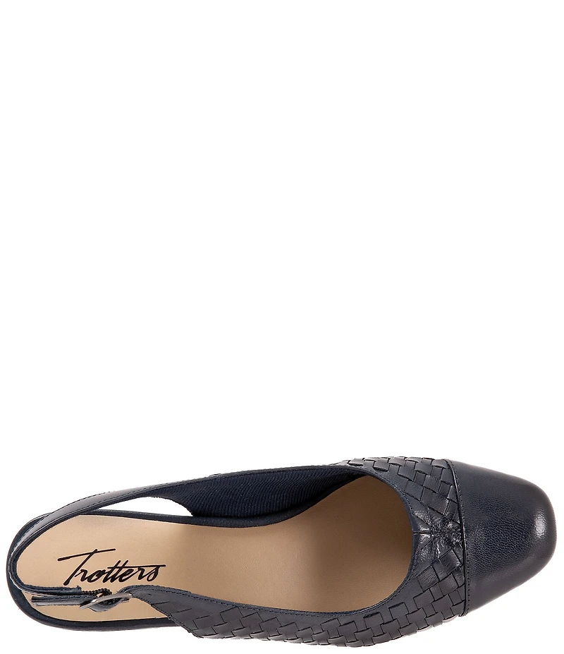 Trotters Dea Woven Leather Slingback Pumps