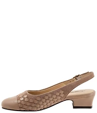 Trotters Dea Woven Suede and Leather Slingback Pumps