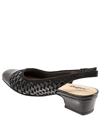 Trotters Dea Woven Suede Patent Leather Slingback Pumps