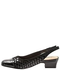 Trotters Dea Woven Suede Patent Leather Slingback Pumps