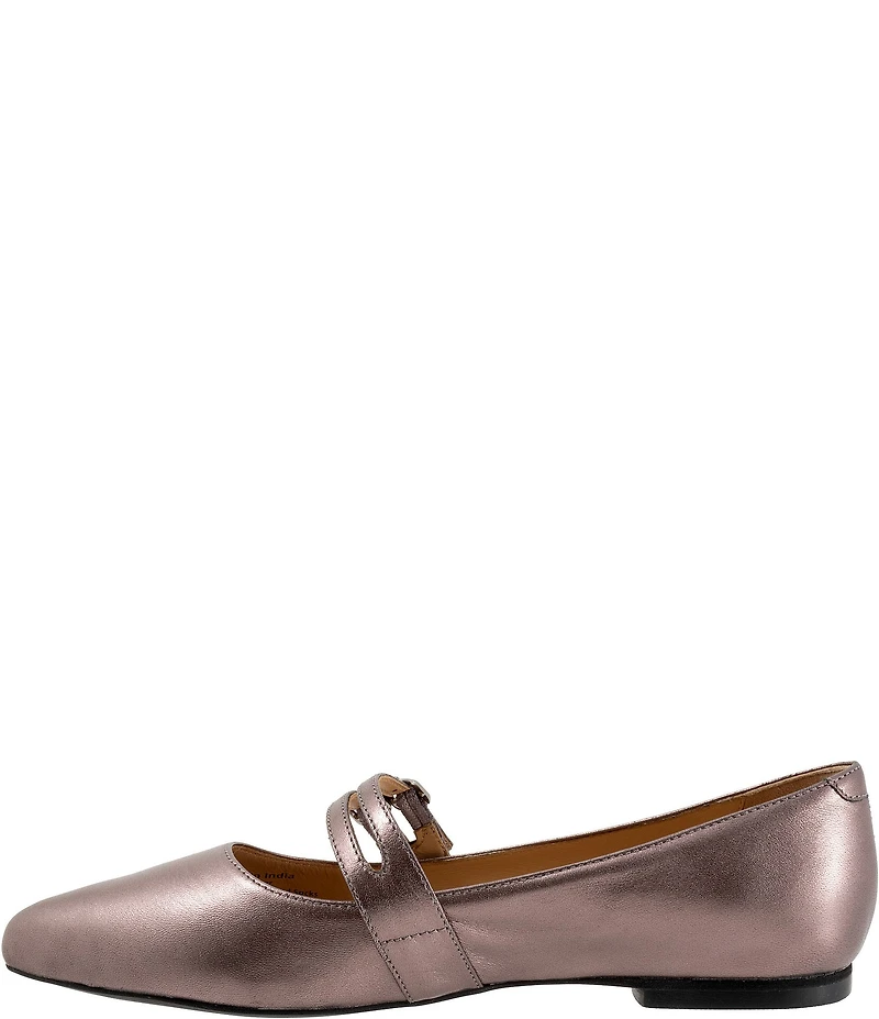 Trotters Emerald Leather Double Strap Mary Jane Flats