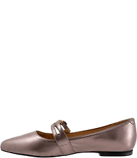 Trotters Emerald Leather Double Strap Mary Jane Flats