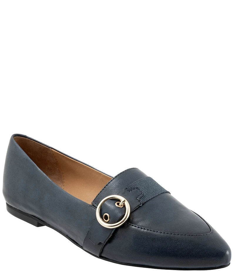 Trotters Emmett Leather Buckle Hardware Strap Flats