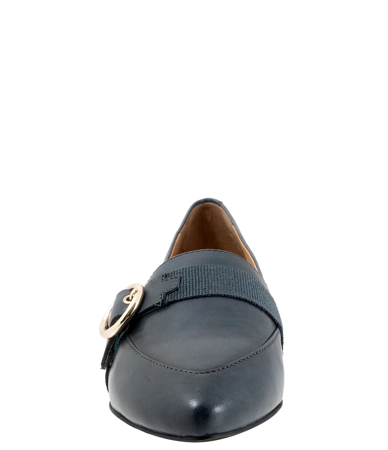Trotters Emmett Leather Buckle Hardware Strap Flats