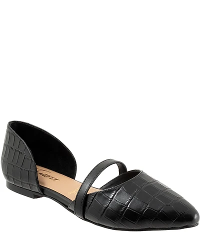 Trotters Emory Croco Embossed Leather Pointed Toe Flats