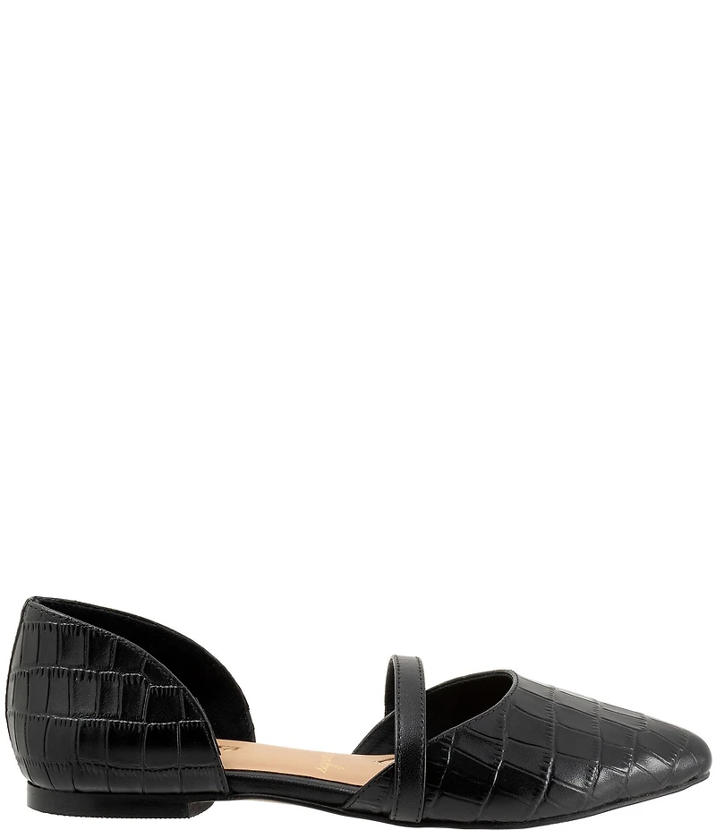Trotters Emory Croco Embossed Leather Pointed Toe Flats