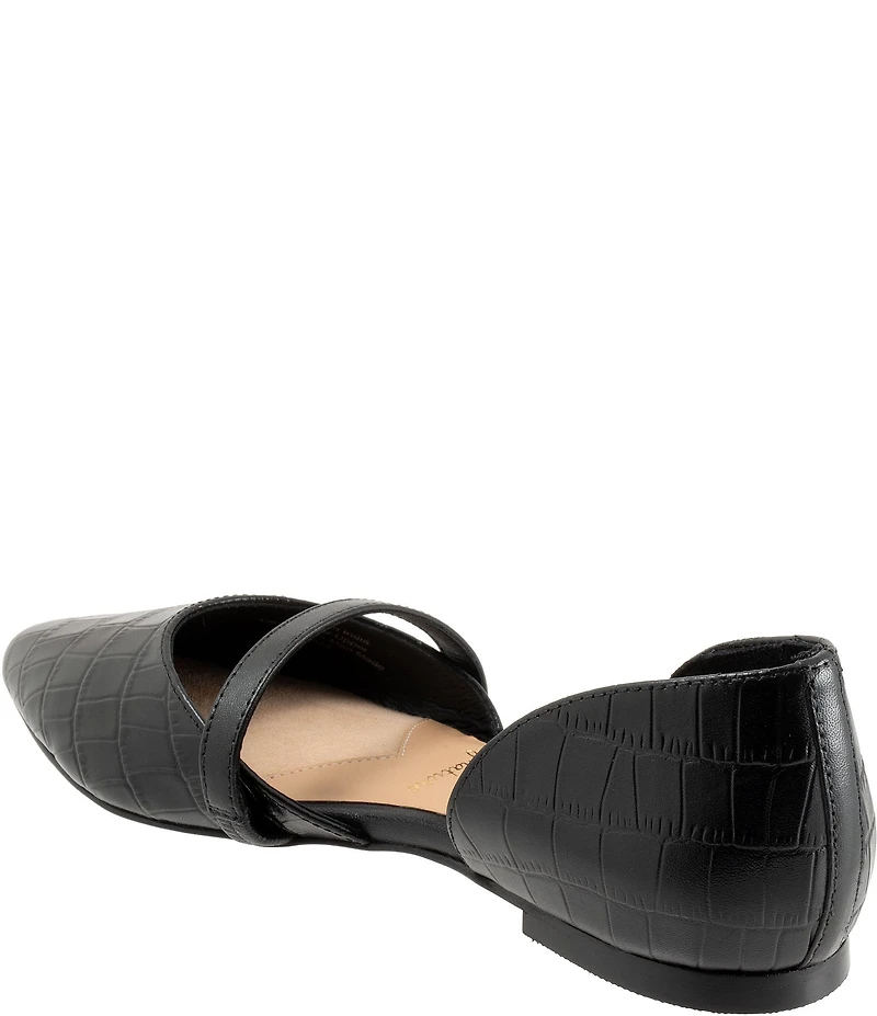 Trotters Emory Croco Embossed Leather Pointed Toe Flats