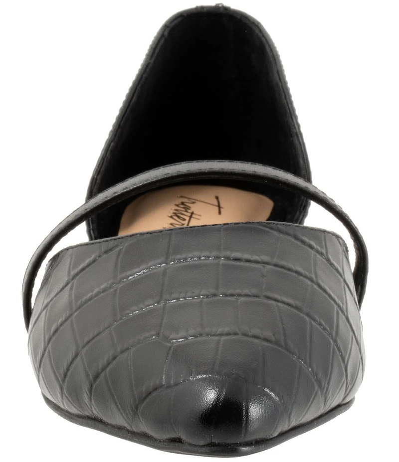 Trotters Emory Croco Embossed Leather Pointed Toe Flats