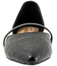 Trotters Emory Croco Embossed Leather Pointed Toe Flats