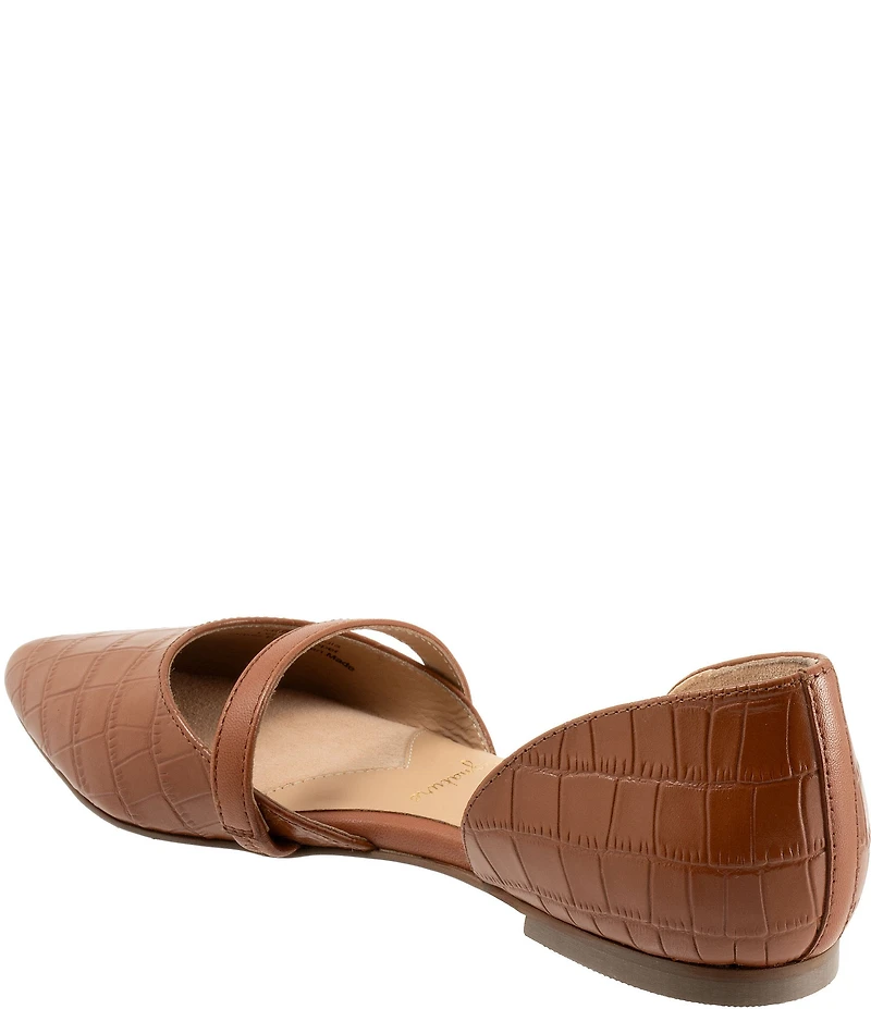 Trotters Emory Croco Embossed Leather Pointed Toe Flats