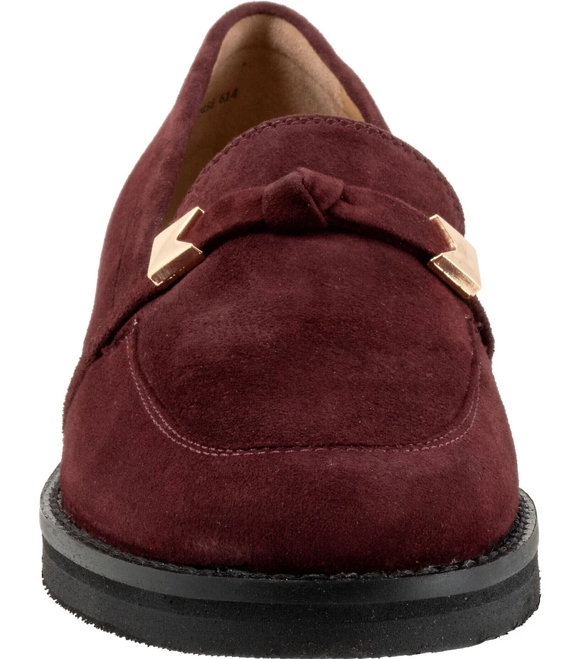 Trotters Femi Suede Bow Hardware Detail Loafers