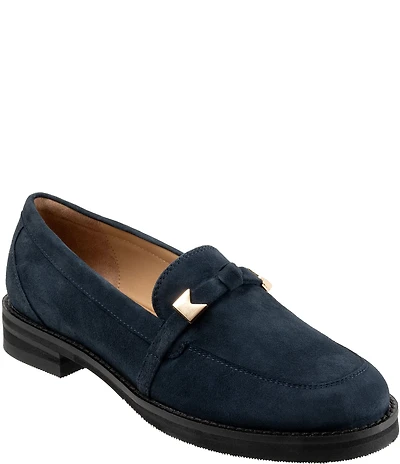 Trotters Femi Suede Bow Hardware Detail Loafers