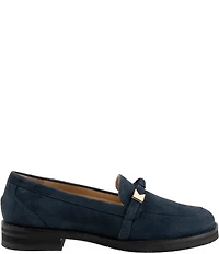 Trotters Femi Suede Bow Hardware Detail Loafers
