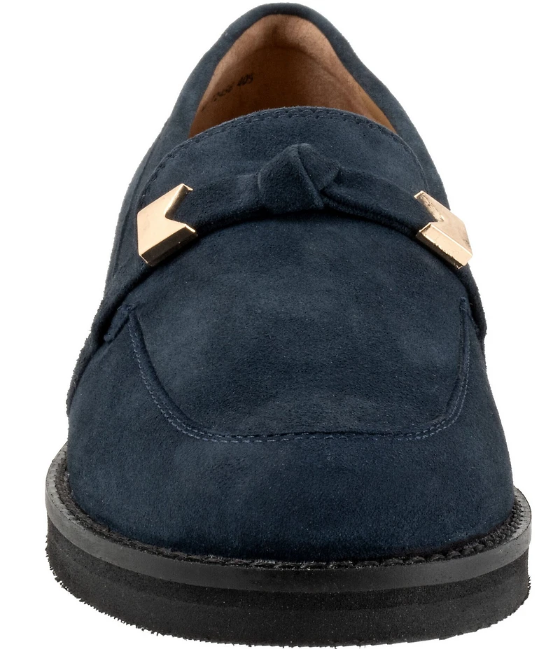 Trotters Femi Suede Bow Hardware Detail Loafers