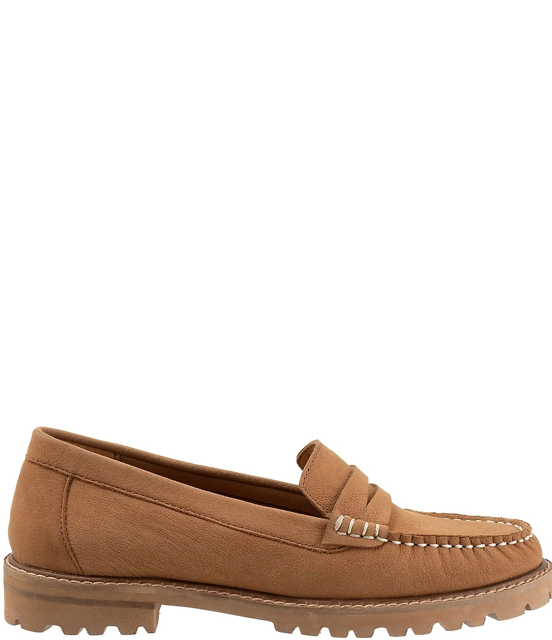 Trotters Francey Nubuck Suede Lug Sole Penny Loafers
