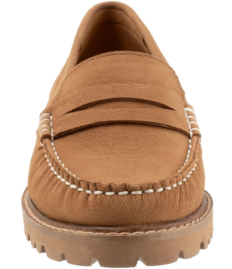 Trotters Francey Nubuck Suede Lug Sole Penny Loafers