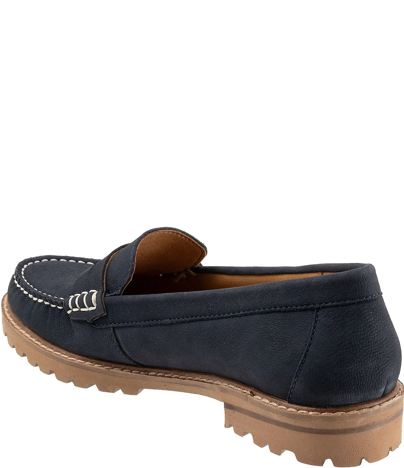 Trotters Francey Nubuck Suede Lug Sole Penny Loafers