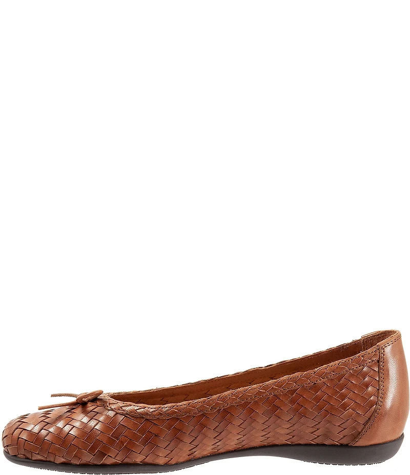 Trotters Gillian Woven Leather Bow Square Toe Ballet Flats