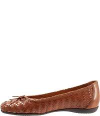 Trotters Gillian Woven Leather Bow Square Toe Ballet Flats